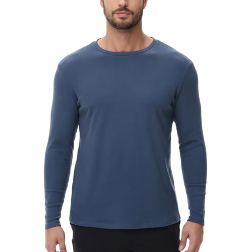 HUGE SPORTS Herren Thermoshirt Langarm Innenfleece Thermounterwäsche Oberteile Warme Funktionsunterwäsche Winter (Blau,XL) von HUGE SPORTS