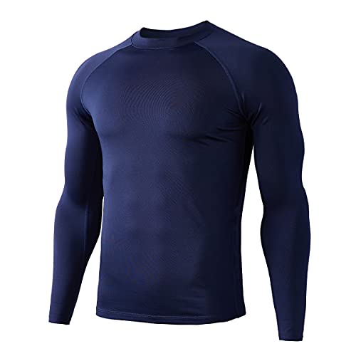 HUGE SPORTS Thermo Unterhemd Herren Innenfleece Langarmshirt Funktionswäsche für Winter Ski Navy Blau 2XL von HUGE SPORTS