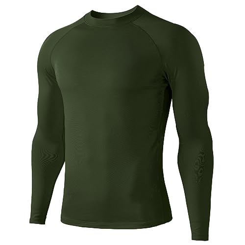 HUGE SPORTS Thermoshirt Herren Langarm Innenfleece Langarmshirt Funktionswäsche für Winter Ski Grün M von HUGE SPORTS