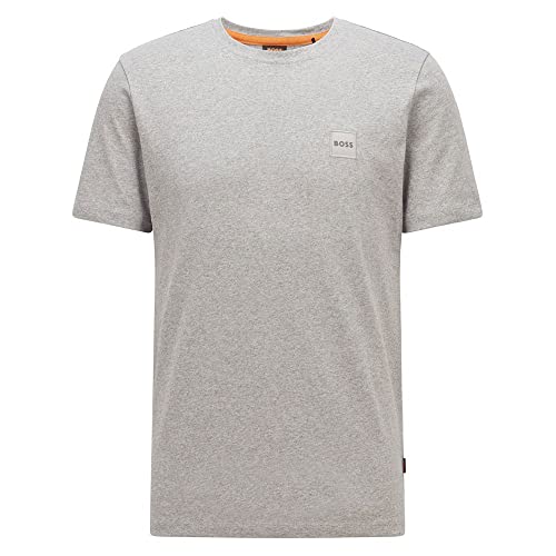 BOSS Herren Tales Relaxed-Fit T-Shirt aus Baumwoll-Jersey mit Logo-Aufnäher Hellgrau XXL von HUGO BOSS