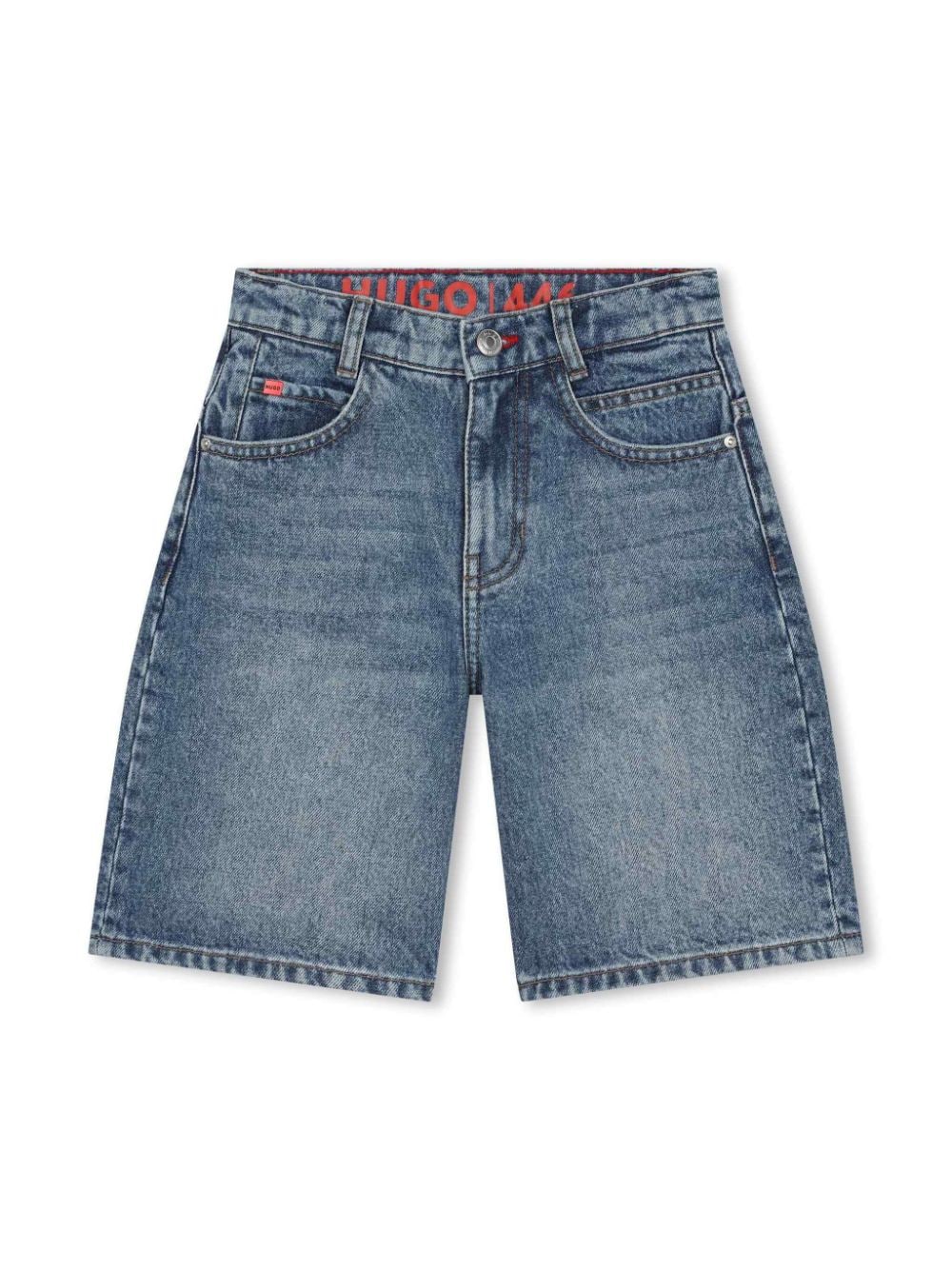 HUGO KIDS Jeans-Bermudas mit Logo-Patch - Blau von HUGO KIDS