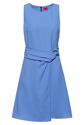 HUGO Damen Kamosa Ärmelloses Regular-Fit Kleid mit Wickel-Optik an der Taille Blau 44 von HUGO