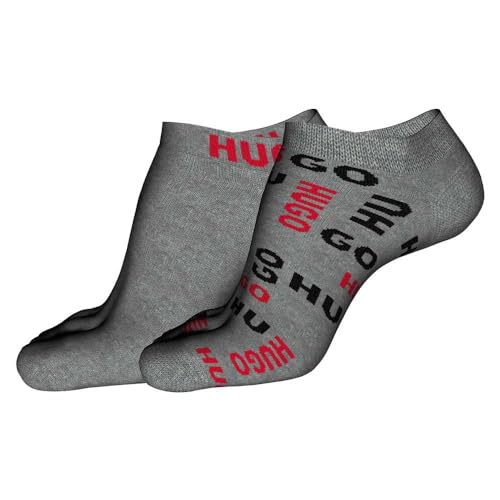 HUGO Herren 2P As Logoallover Cc Ankle Socks, Medium Grey31, 39-42 von HUGO