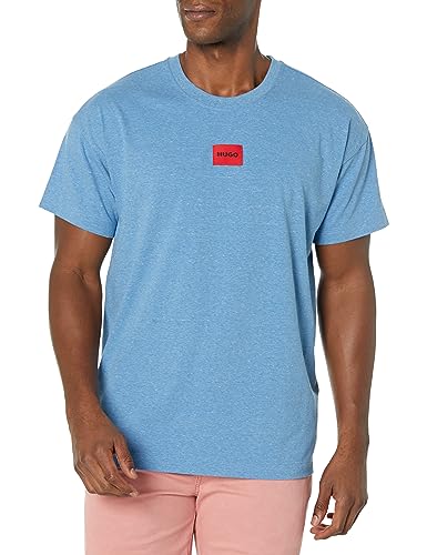 HUGO Herren Center Patch Logo Melange T-Shirt, Denim Blue Melange, XX-Large von HUGO