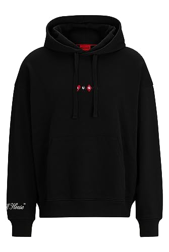 HUGO Herren Deewax Oversized Hoodie mit Spielkarten-Artwork Schwarz M von HUGO