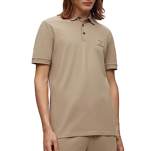 HUGO Herren Dereso C Slim-Fit Poloshirt aus Baumwoll-Piqué mit Logo-Aufnäher Hellbraun M von HUGO