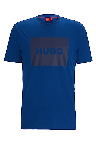 HUGO Herren Dulive222 Regular-Fit T-Shirt aus Baumwoll-Jersey mit Logo-Print Dunkelblau XL von HUGO