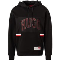 HUGO Herren Hoodie schwarz Baumwolle unifarben von HUGO