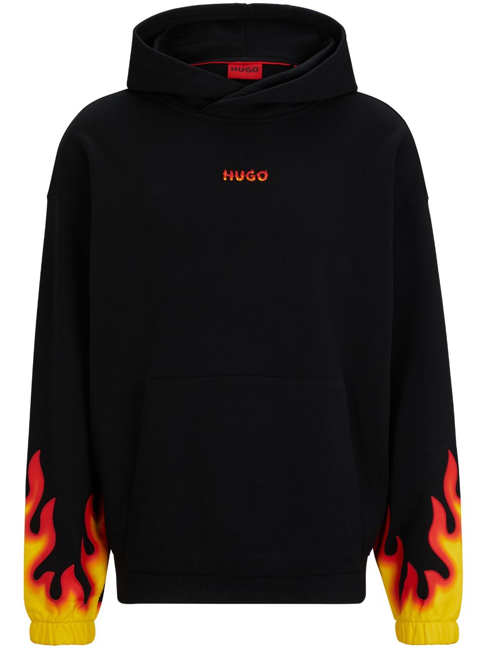 HUGO Hoodie mit Flammen-Print - Schwarz von HUGO