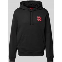 HUGO Hoodie mit Label-Print Modell 'Dimonihood' in Black, Größe M von HUGO