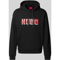 HUGO Hoodie mit Label-Print Modell 'Diqerio' in Black, Größe L von HUGO