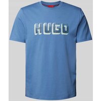 HUGO T-Shirt mit Label-Print Modell 'Daqerio' in Aqua, Größe L von HUGO