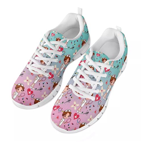 HUIACONG Cartoon Nurse Bear Sportschuhe Outdoor Athletisch Krankenschwester Schuhe Sportschuhe Fitness Running Sneaker Straßenlaufschuhe Damen Rosa Krankenschwester EU 39 von HUIACONG