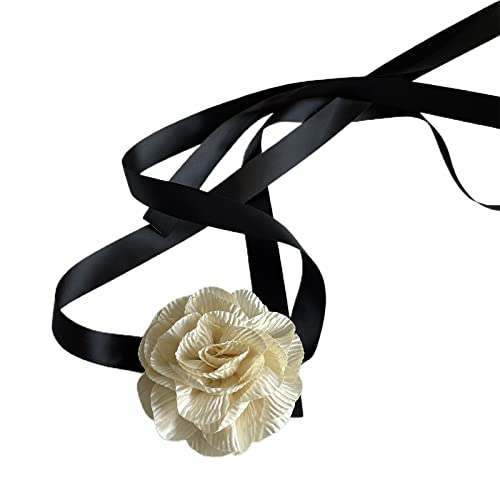 HUIFACAI Damen-Blumenhalsband, Choker, Stoff, Blumenketten, künstliche Blume, Choker, Stoffmaterial, Stoffzubehör für Frauen von HUIFACAI