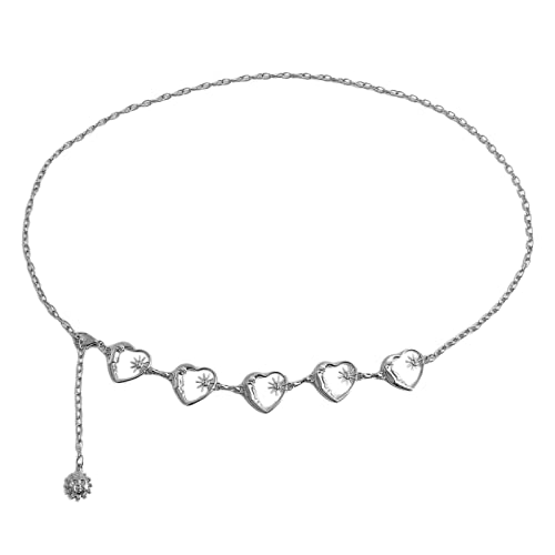 HUIFACAI Damen-Metall-Taillenkette, verstellbar, dekorativer Legierungsgürtel für Damen, Taillengürtel für Kleider, Gesamtlänge 110 cm, Weiß K, as the pic show von HUIFACAI