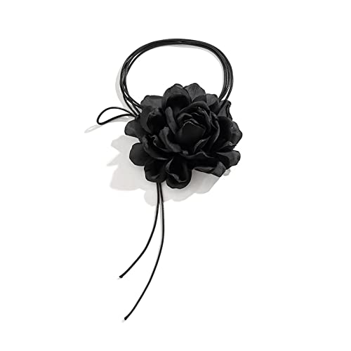 HUIFACAI Goth Cloth Big Rose Anhänger Choker Wachs Seil Halskette für Frauen elegant gewebt geknotete Schleife verstellbare Kette Schmuck von HUIFACAI