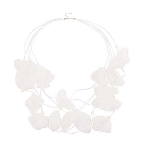 HUIFACAI Halskette mit übertriebenem Temperament, mehrschichtige Spitze, Blume, Gaze, Kunst, Blütenblatt, Halskette für Damen, Stoffblumen-Stück von HUIFACAI