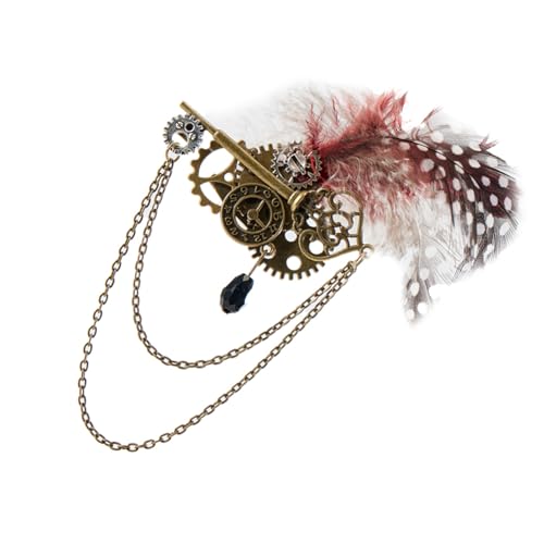 HUIFACAI Steampunk Vintage Gear Brosche Kette Brustnadel Gothic Anstecknadel Abzeichen Schmuck für Damen und Herren Halloween Party Kostüm, 8x11cm, Metall, Ohne Edelstein. von HUIFACAI