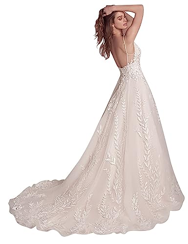 HUINI Damen Lang Brautkleid Hochzeitskleid Standesamt Boho Vintage Strand Brautmode Brautkleider mit Schleppe D-Weiß 44 HUINI Damen Lang Brautkleid Hochzeitskleid Standesamt Boho Vintage Strand Brautmode Brautkleider mit Schleppe D-Weiß 44 von HUINI
