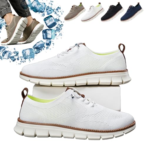 HUIQINGLI Herren-Wearbreeze-Schuhe, Herren-Bootsschuhe zum Hineinschlüpfen mit Fußgewölbeunterstützung, äußerst Bequeme orthopädische Schuhe, Oxfords, Bequeme Business-Mesh-Wanderschuhe (Weiß,40_) von HUIQINGLI