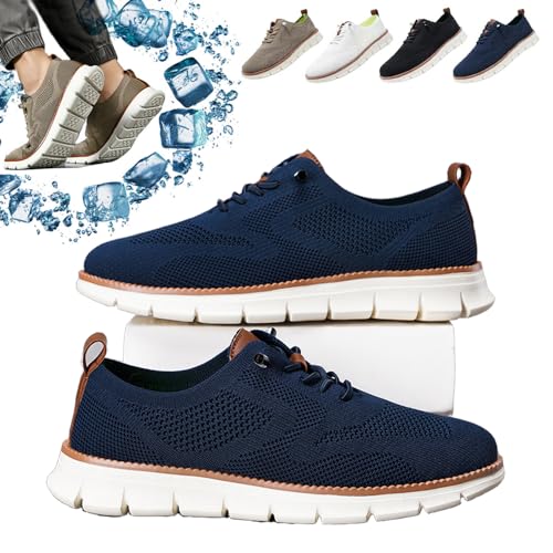 HUIQINGLI Herren-Wearbreeze-Schuhe, Herren-Bootsschuhe zum Hineinschlüpfen mit Fußgewölbeunterstützung, äußerst Bequeme orthopädische Schuhe, Oxfords, Bequeme Business-Mesh-Wanderschuhe (Blau,44_) von HUIQINGLI