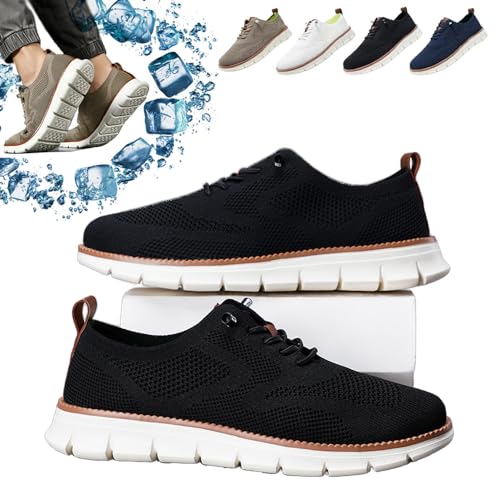 HUIQINGLI Herren-Wearbreeze-Schuhe, Herren-Bootsschuhe zum Hineinschlüpfen mit Fußgewölbeunterstützung, äußerst Bequeme orthopädische Schuhe, Oxfords, Bequeme Business-Mesh-Wanderschuhe (Schwarz,47_) von HUIQINGLI