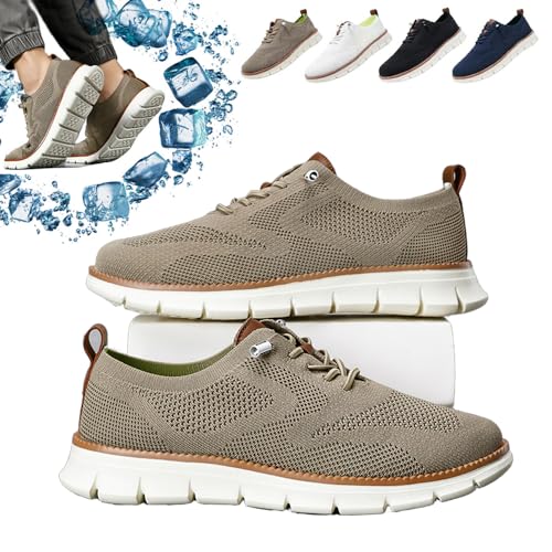 HUIQINGLI Herren-Wearbreeze-Schuhe, Herren-Bootsschuhe zum Hineinschlüpfen mit Fußgewölbeunterstützung, äußerst Bequeme orthopädische Schuhe, Oxfords, Bequeme Business-Mesh-Wanderschuhe (Khaki,48_) von HUIQINGLI