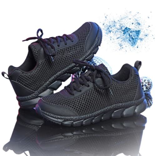 HUIQINGLI Luxuriöse orthopädische Damen-Sneaker, Hohle, atmungsaktive Mesh-Schuhe, leichte, Bequeme Tennis-Laufschuhe für Damen (B-Schwarz,38 EU) von HUIQINGLI