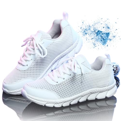 HUIQINGLI Luxuriöse orthopädische Damen-Sneaker, Hohle, atmungsaktive Mesh-Schuhe, leichte, Bequeme Tennis-Laufschuhe für Damen (B-Weiß,36 EU) von HUIQINGLI