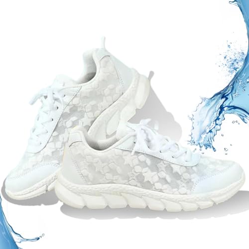 HUIQINGLI Luxuriöse orthopädische Damen-Sneaker, Hohle, atmungsaktive Mesh-Schuhe, leichte, Bequeme Tennis-Laufschuhe für Damen (EIN weißer,41 EU) von HUIQINGLI