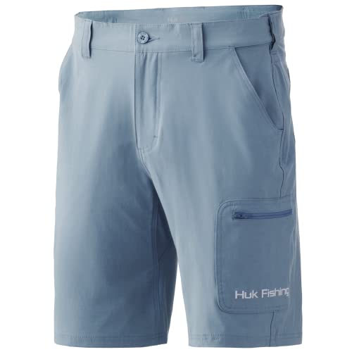 HUK Herren Volley 14 cm kurz, elastische Taille, schnelltrocknende Badeshorts Badehose, Silber, blau, XX-Large von HUK