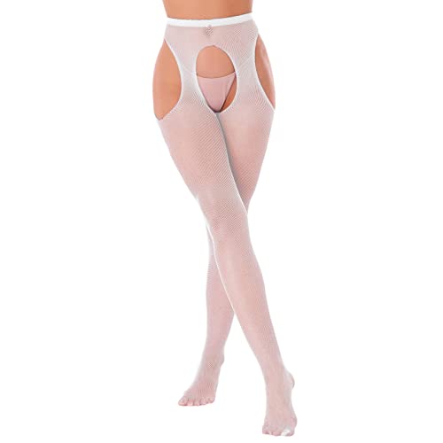 HULIJA Damen Strumpfhose Stretchy Bodystockings Ouvert Legging mit Offenem Schritt Strapsstrumpfhose Pants Weiß Einheitsgröße HULIJA Damen Strumpfhose Stretchy Bodystockings Ouvert Legging mit Offenem Schritt Strapsstrumpfhose Pants Weiß Einheitsgröße von HULIJA