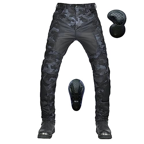 Motorrad Motocross Rennhose Für Herren, Camouflage Sommer Mesh Atmungsaktive Anti Fall Motorradhose, Mit Abnehmbaren CE Schutzpolstern (Color : Blue, Size : L) von HULUV