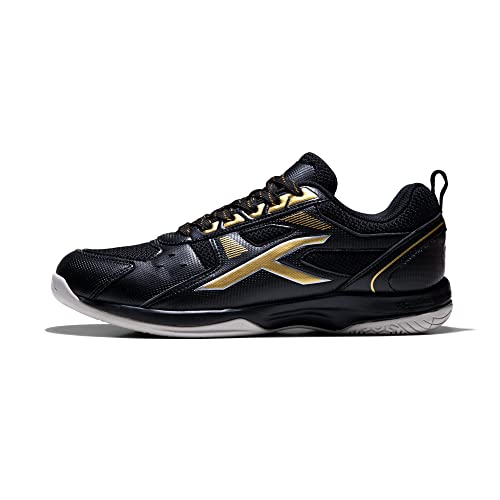 Hundred Raze Non-Marking Professional Badminton Shoes for Men (Black Gold, Size: EU 40 UK 6 US 7) Material Upper: Polyester, Sole: Rubber Suitable for Indoor Tennis Squash Table Tennis von Hundred