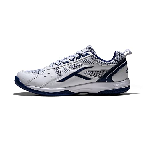 Hundred Raze Non-Marking Professional Badminton Shoes for Men (White Navy, Size: EU 41 UK 7 US 8) Material Upper: Polyester, Sole: Rubber Suitable for Indoor Tennis Squash Table Tennis von Hundred