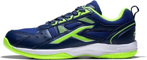 Hundred Raze Non-Marking Professional Badminton Shoes for Men (Navy Blue Lime, Size: UK 10 US 11 EU 44) Material Upper: Polyester, Sole: Rubber Suitable for Indoor Tennis Squash Table Tennis von Hundred