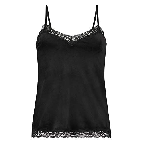 Hunkemöller Cami Top Velours Lace - Black - M von HUNKEMÖLLER