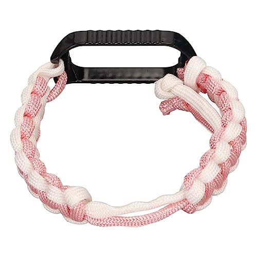 Smart Band 2 Paracord-Uhrenarmband mit Schutzhülle, 2-in-1-Design, Leicht, Verstellbar für Männer und Frauen (Rosa Weiß) von HURRISE