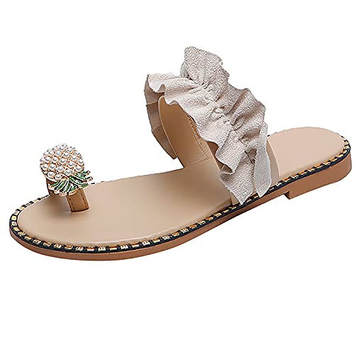 Damen Badeschuhe Sommer - Sommer Slingback Orthopädische Slide OrthopäDische Hausschuhe Keilabsatz und Clip-Zehe mit Weiches Fußbett Outdoor Sandalen Bequeme Sandalen von HUyydza