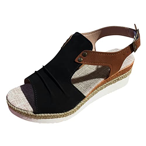 Damen Sandalenmit Absatz - Bohemian Flache Zehentrenner Plateau Keilsandalen Damen Sommer Bequem Elegant Flip Flops Sommer Orthopädische Sandalen Casual Offene Sandalen Atmungsaktive Trekkingsandalen von HUyydza