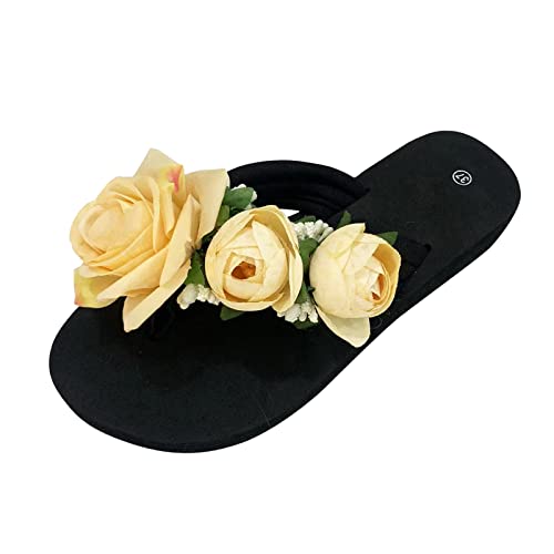 Damen Sandalenmit Absatz - Flach Flip Flops Damen Orthopädische Sandalen Damen Casual Offene Sandalen Gummiband Blumen Strass Sandalen Sommer Orthopädische Sandalen Atmungsaktive Trekkingsandalen von HUyydza