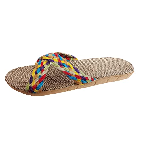 HUyydza Damen Badeschuhe Sommer - Sommer Slingback Orthopädische Slide Rattan-Gras-Hausschuhe Keilabsatz und Clip-Zehe mit Weiches Fußbett Wolken Hausschuhe Badeschlappen Für Kinder Adults von HUyydza