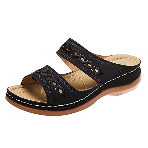 HUyydza Damen Cozy Slides - Sommer Slingback Orthopädische Slide Sommer Schwarz Espadrilles Für Damen Hausschuhe für Damen mit Weiches Fußbett modische Sandalen leicht B Ware Schuhe Damen von HUyydza