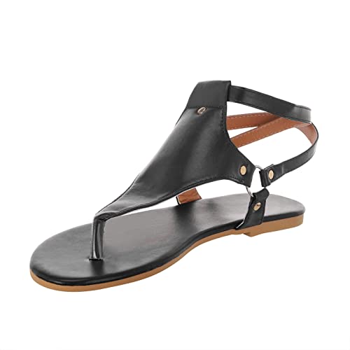 HUyydza Damen Pantoletten Mit Absatz - Bohemian Flache Zehentrenner Orthopädische Sandalen Damen Natur Kork-Fussbett Freizeit Hausschuhe Sportsandalen Slingback Sandaletten Pool Meer Strand von HUyydza