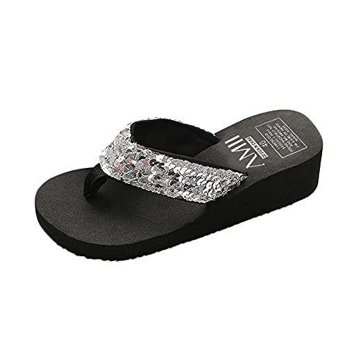 HUyydza Damen Pantoletten Mit Absatz - Bohemian Flache Zehentrenner Outdoor Sommerschuhe Strandsandalen Plateausohle Bequem Elegant Reißverschluss Große Größe Sandalen Atmungsaktive Trekkingsandalen von HUyydza