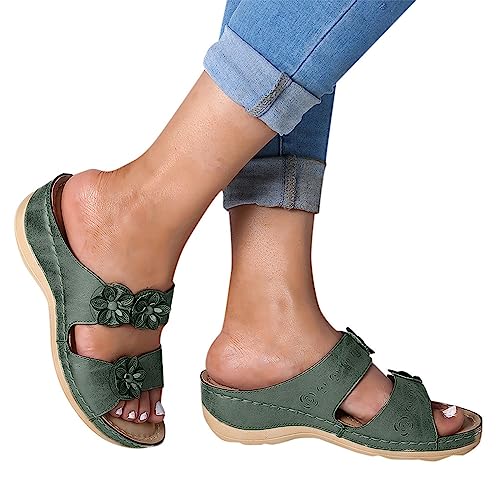 HUyydza Damen Pantoletten Mit Absatz - Damen Sport Outdoor Sandalen Orthopädische Sandalen Damen Leder Blumen Sandalen Damen Bequemschuhe High Heels Sexy Sandals für Strand Reisen Trekking von HUyydza