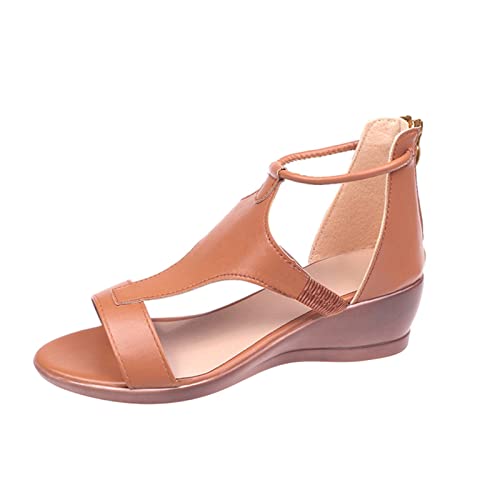 HUyydza Damen Pantoletten Mit Absatz - Frauen Hausschuhe Ommer Barfuss Sandalette Leder Blumen Sandalen Atmungsaktive Plateau Sandalen Sportsandalen Slingback Bequem Waschbare Slide Sandaletten von HUyydza