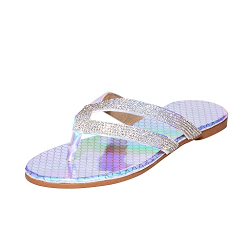 HUyydza Sommer Sandalen Damen - Flach Flip Flops Damen Glitzer Strass Pantoletten Strandsandalen Plateausohle Damen Bequemschuhe Frauen Bequeme Sandaletten Sandaletten Pool Meer Strand von HUyydza