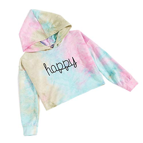 Hooded Sweatshirts Mädchen Kapuzenpullover Pullover Kapuzenshirt Langarmshirts Teen Kids Crop Tops Eye und Wimpernmuster Cute T-Shirt Kleidung, Mehrfarbig, 8-9 Jahre von HWTOP