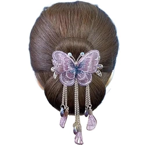 Mode Doppel Layered Schmetterling Quaste Haar Zubehör for Frauen Geschenke Retro Elegante Haar Clip Kopfbedeckung Schmuck Braut Tiara (Color : Blue color) von HXSCOO